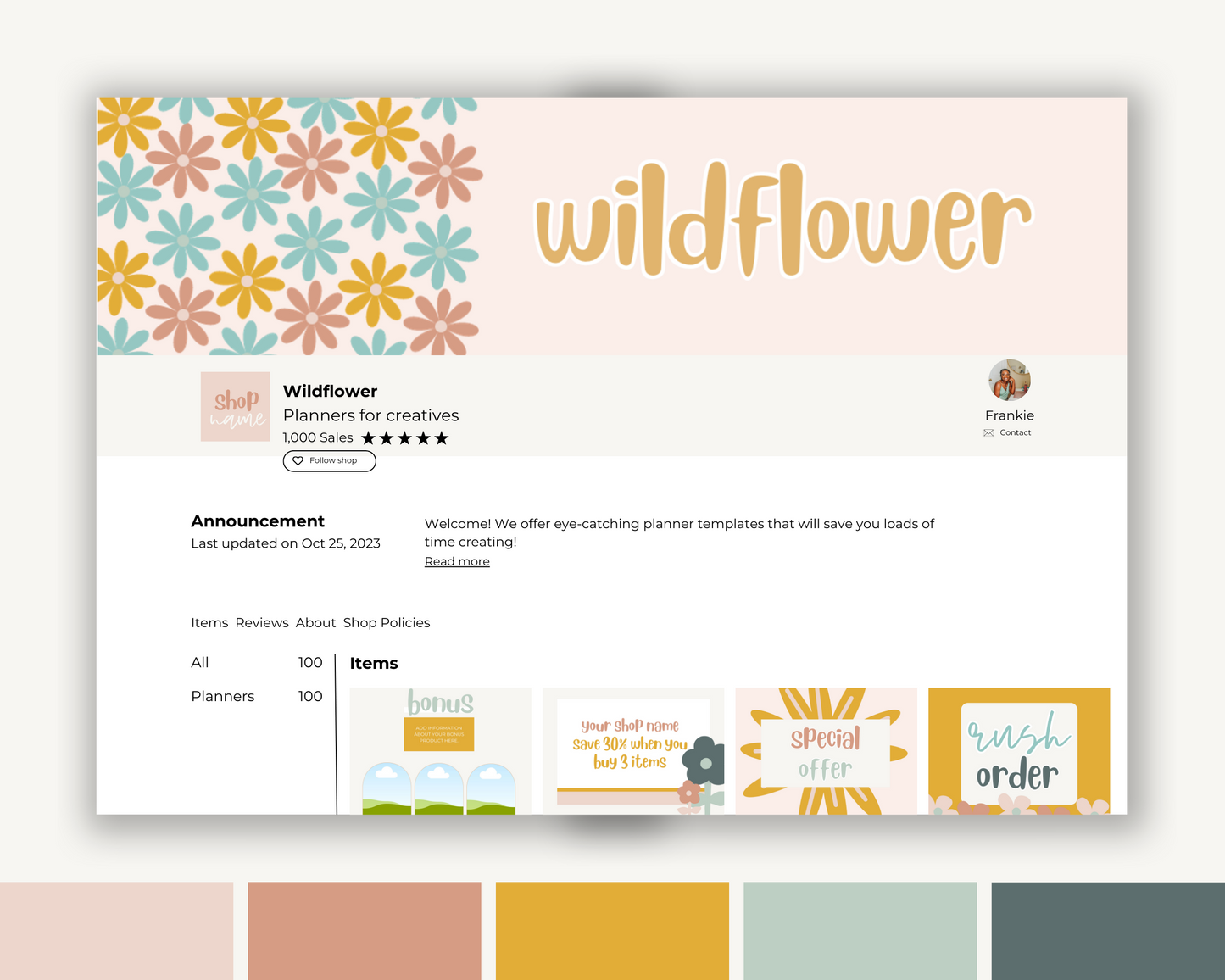 WildFlower | Etsy Shop Template Kit